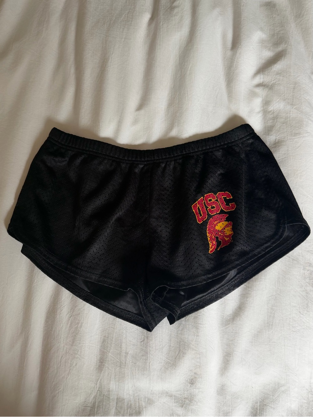 USC Black Mesh Shorts with Embroidered Logo